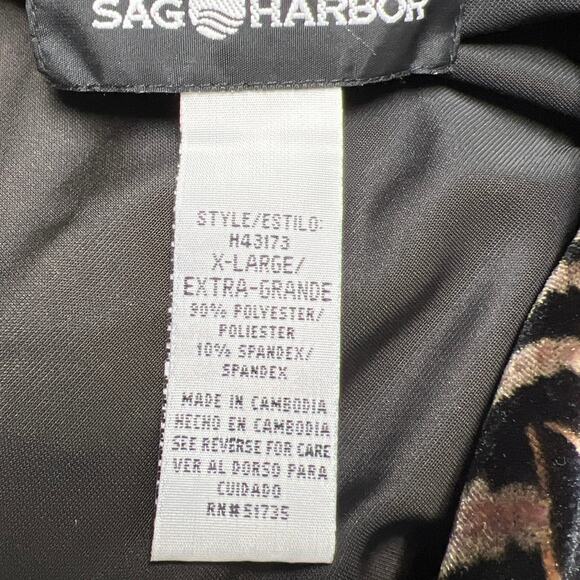 Vintage Sag Harbor Animal Print Vibrant Floral Velvet Button Up Shirt Top Sz XL - Picture 4 of 6